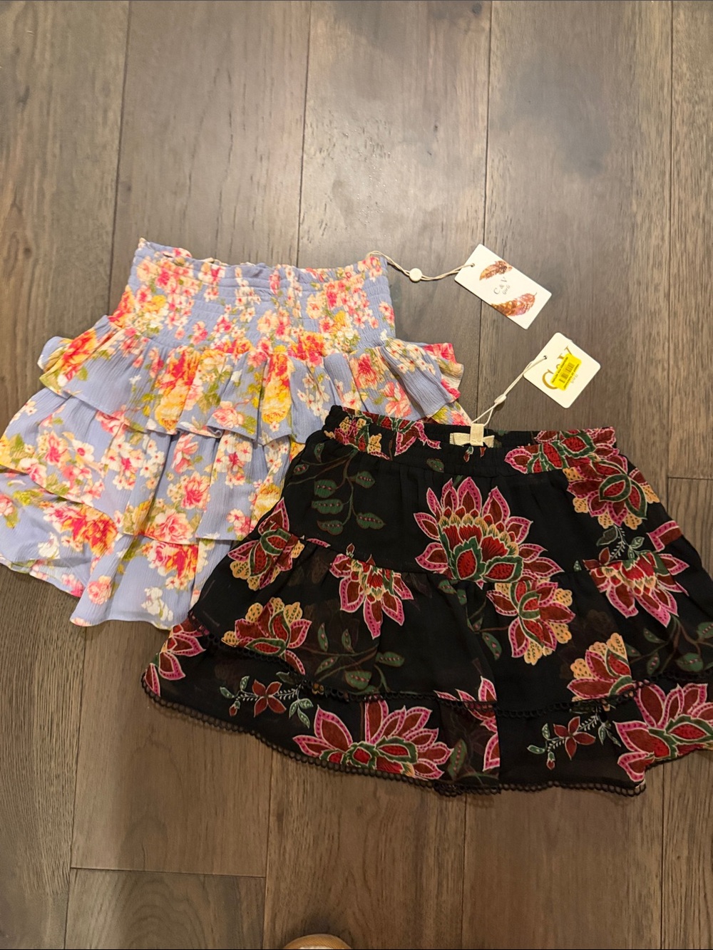 Pair of Girls Printed Ruffle Skirts